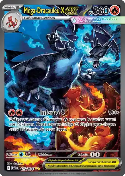 Carte Pok mon Mega Dracaufeu X Ex PFL 125 Flammes Fantasmagoriques 